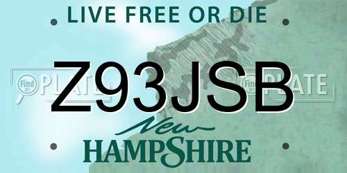Z93JSB New Hampshire License Plate