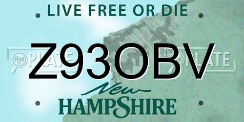 Z93OBV New Hampshire License Plate