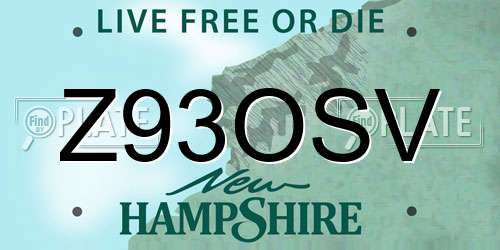 Z93OSV New Hampshire License Plate