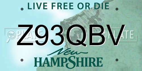 Z93QBV New Hampshire License Plate