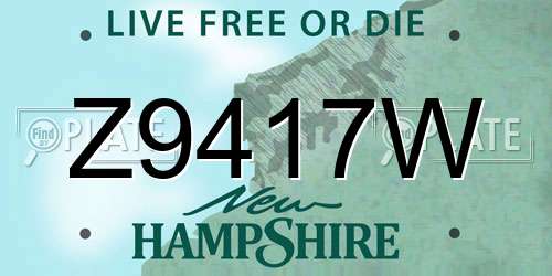 Z9417W New Hampshire License Plate