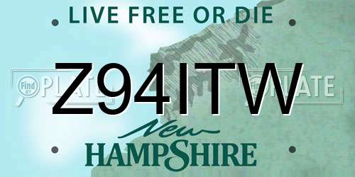 Z94ITW New Hampshire License Plate