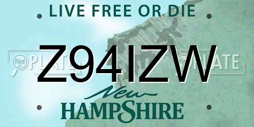Z94IZW New Hampshire License Plate