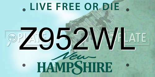 Z952WL New Hampshire License Plate