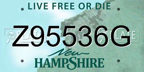 Z95536G New Hampshire License Plate