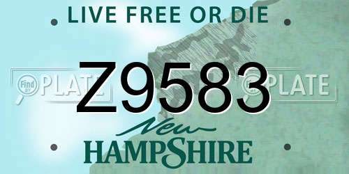 Z9583 New Hampshire License Plate