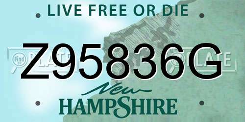 Z95836G New Hampshire License Plate