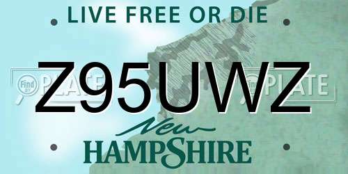 Z95UWZ New Hampshire License Plate