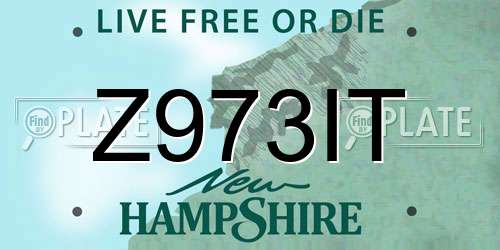Z973IT New Hampshire License Plate