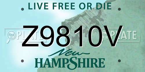 Z9810V New Hampshire License Plate