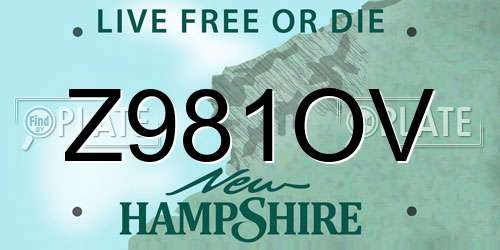 Z981OV New Hampshire License Plate