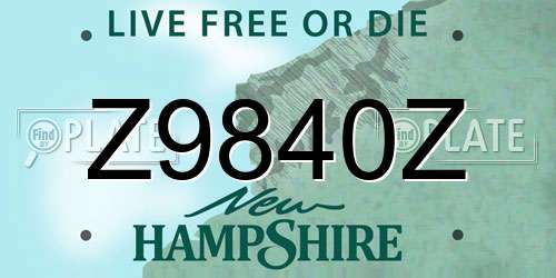 Z9840Z New Hampshire License Plate