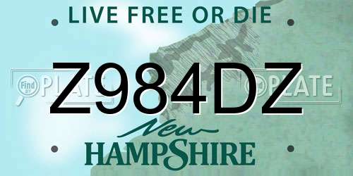 Z984DZ New Hampshire License Plate