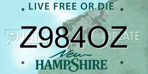 Z984OZ New Hampshire License Plate