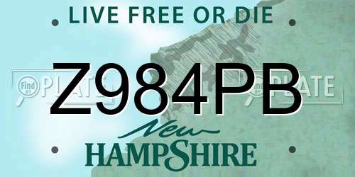 Z984PB New Hampshire License Plate