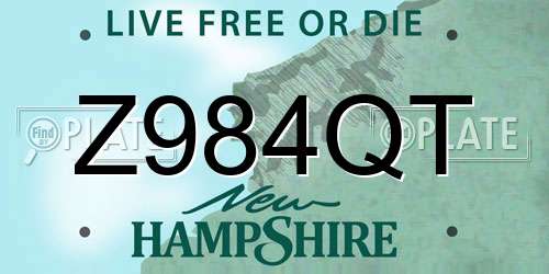 Z984QT New Hampshire License Plate