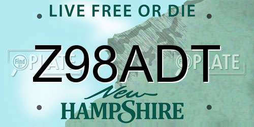 Z98ADT New Hampshire License Plate
