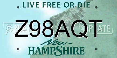 Z98AQT New Hampshire License Plate