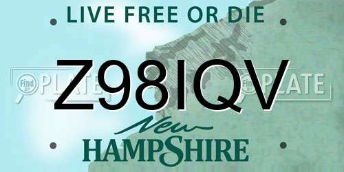 Z98IQV New Hampshire License Plate