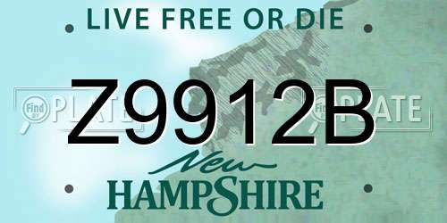 Z9912B New Hampshire License Plate