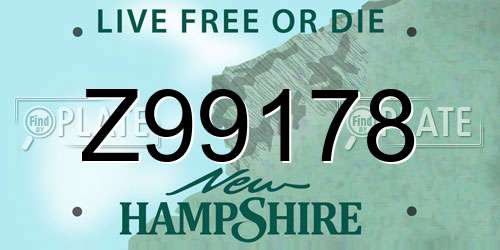 Z99178 New Hampshire License Plate