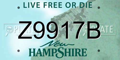 Z9917B New Hampshire License Plate