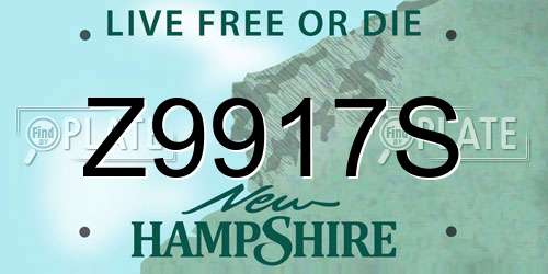 Z9917S New Hampshire License Plate