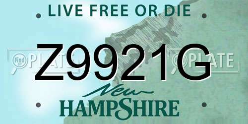 Z9921G New Hampshire License Plate