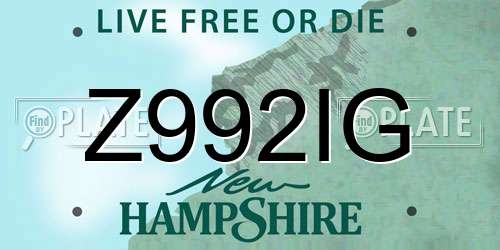 Z992IG New Hampshire License Plate