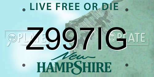 Z997IG New Hampshire License Plate