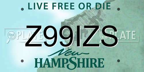 Z99IZS New Hampshire License Plate