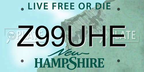 Z99UHE New Hampshire License Plate