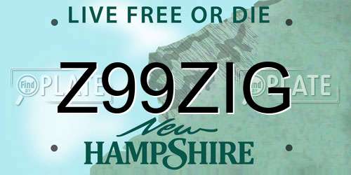 Z99ZIG New Hampshire License Plate