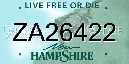 ZA26422 New Hampshire License Plate