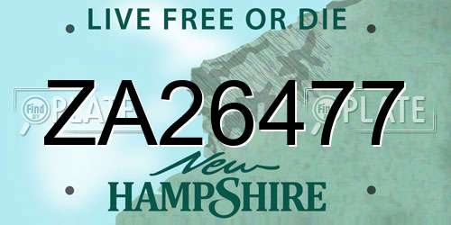 ZA26477 New Hampshire License Plate