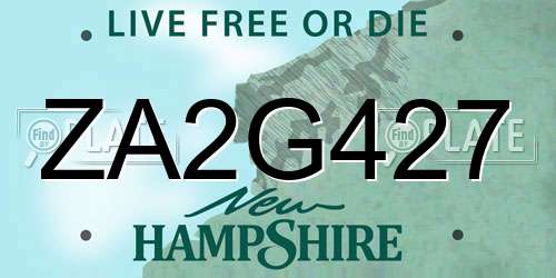 ZA2G427 New Hampshire License Plate
