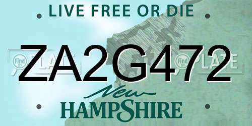 ZA2G472 New Hampshire License Plate
