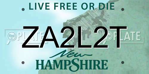 ZA2L2T New Hampshire License Plate