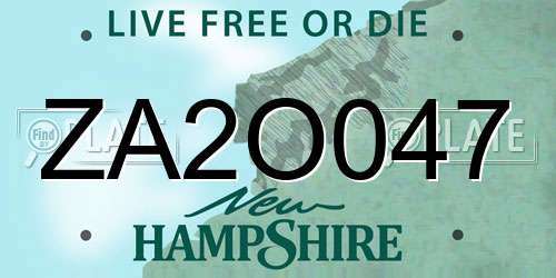ZA2O047 New Hampshire License Plate