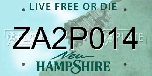ZA2P014 New Hampshire License Plate