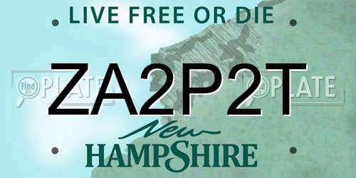 ZA2P2T New Hampshire License Plate