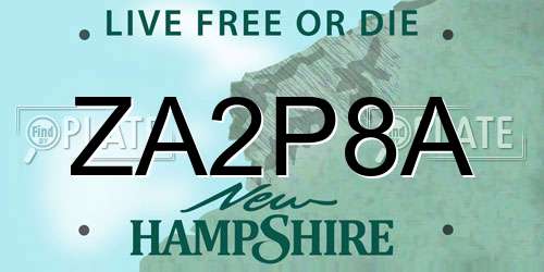 ZA2P8A New Hampshire License Plate