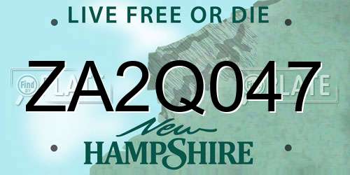 ZA2Q047 New Hampshire License Plate