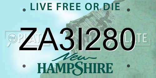 ZA3I280 New Hampshire License Plate