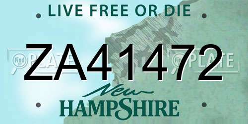ZA41472 New Hampshire License Plate
