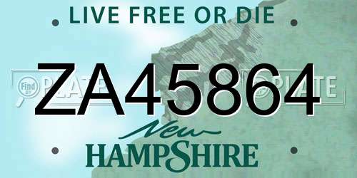 ZA45864 New Hampshire License Plate