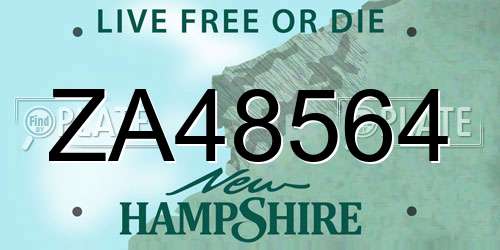 ZA48564 New Hampshire License Plate