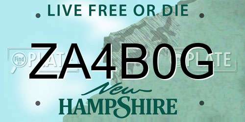 ZA4B0G New Hampshire License Plate