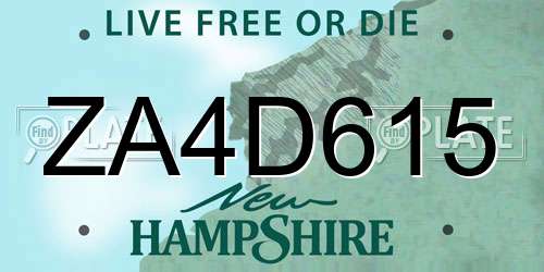 ZA4D615 New Hampshire License Plate