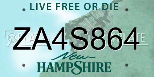 ZA4S864 New Hampshire License Plate
